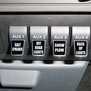 Custom Upfitter AUX Switch Decals | Stickers Labels | Fits: 2016 and Older Trucks