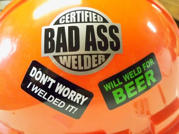 2x Certified Bad Ass Welder Hard Hat Stickers - Welding Helmet Decals - (Pair) E - Foto 10