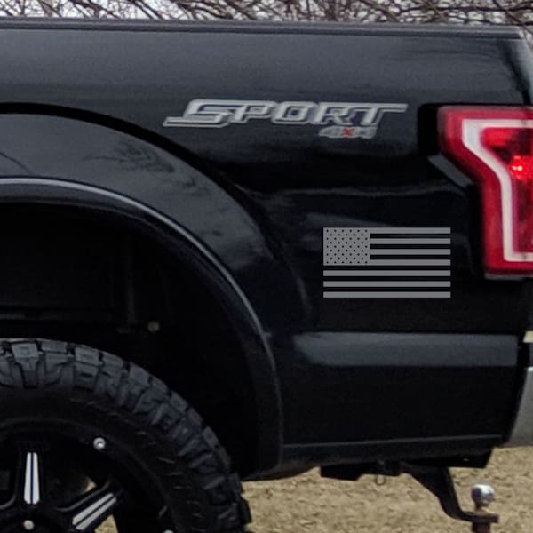 Right and Left Rear Lower American Flag Bedside Vinyl Fender Stickers Decals Graphics USA Flags | Fits: Ford F-150 F150 F250 F350