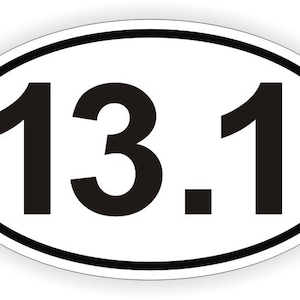 13.1 Oval Vinyl Bumper Sticker / Car Window Decal / SUV Euro Label 13.1 26.2 Full Half Marathon Souvenir