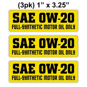 3-pack SAE 0W-20 Oil Viscosity Vinyl Stickers / Decals / Labels Full Semi Synthetic Conventional Diesel Def Blend