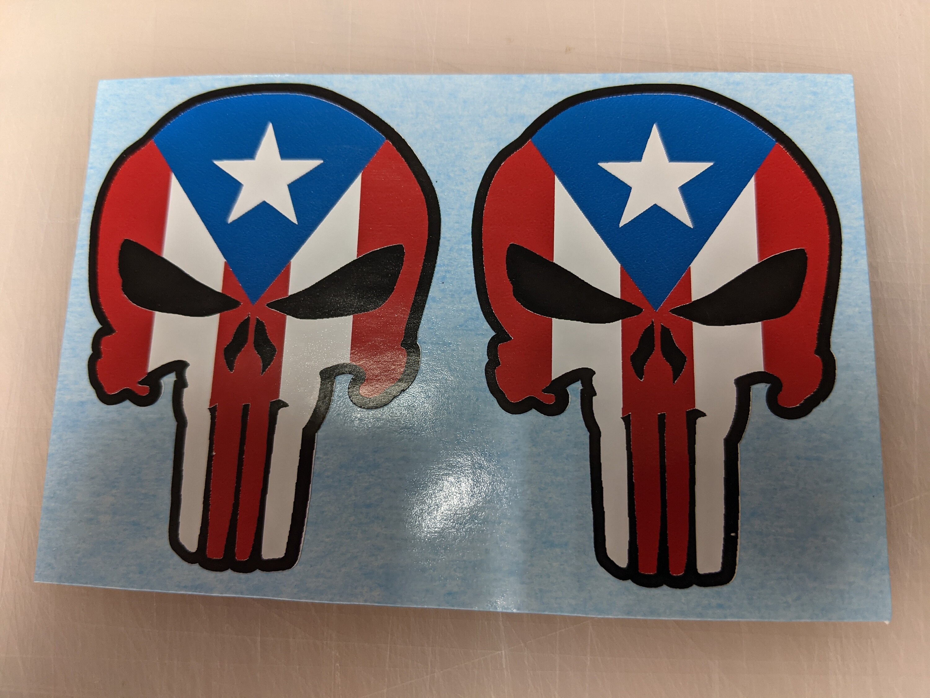 Puerto Rico Hard Hat StickerMotorcycle Helmet DecalPunisher Rican Flags 