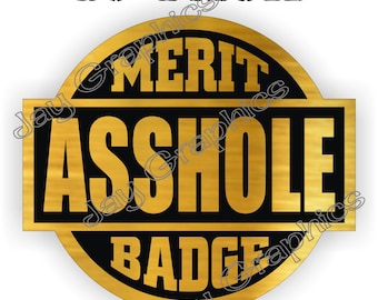 10-Pack Funny A-HOLE Merit Badge Hard Hat Stickers | Motorcycle Welding Helmet Gag Gift Joke Boss Foreman Construction Safety Vest Decals