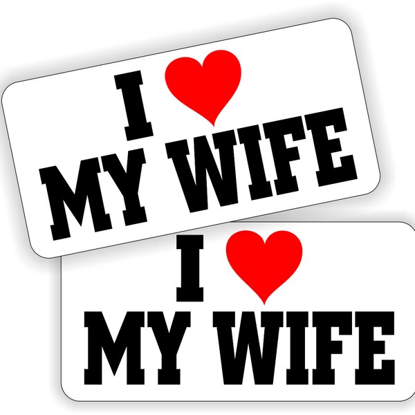pair - I Love My Wife 1x2 Hard Hat Stickers | Motorcycle Welding Safety Construction Helmet Decals | Toolbox Lunchbox Foreman Laborer