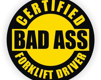 "Attention Badass Forklift Driver" Sticker Decal 3-Pack (2"x1")