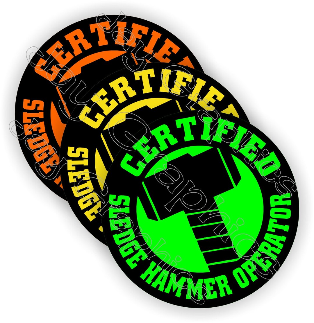 thumbnail image 2 of Sledge Hammer Operator Funny Hard Hat Sticker – Helmet Decal For Safety Laborers 2 of 6
