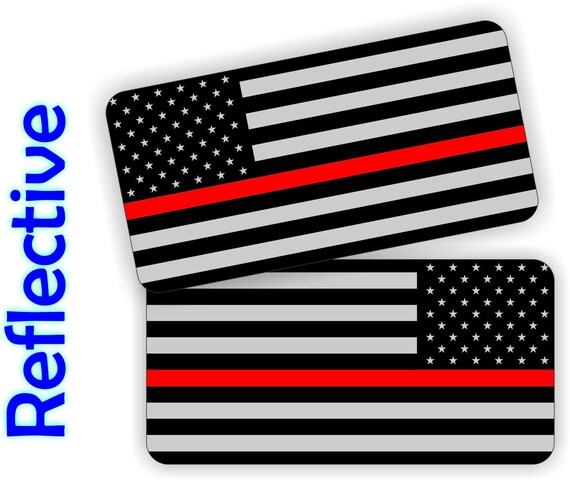 Reflective Black Ops American Flag Decals - Hard Hat / Helmet Stickers - USA