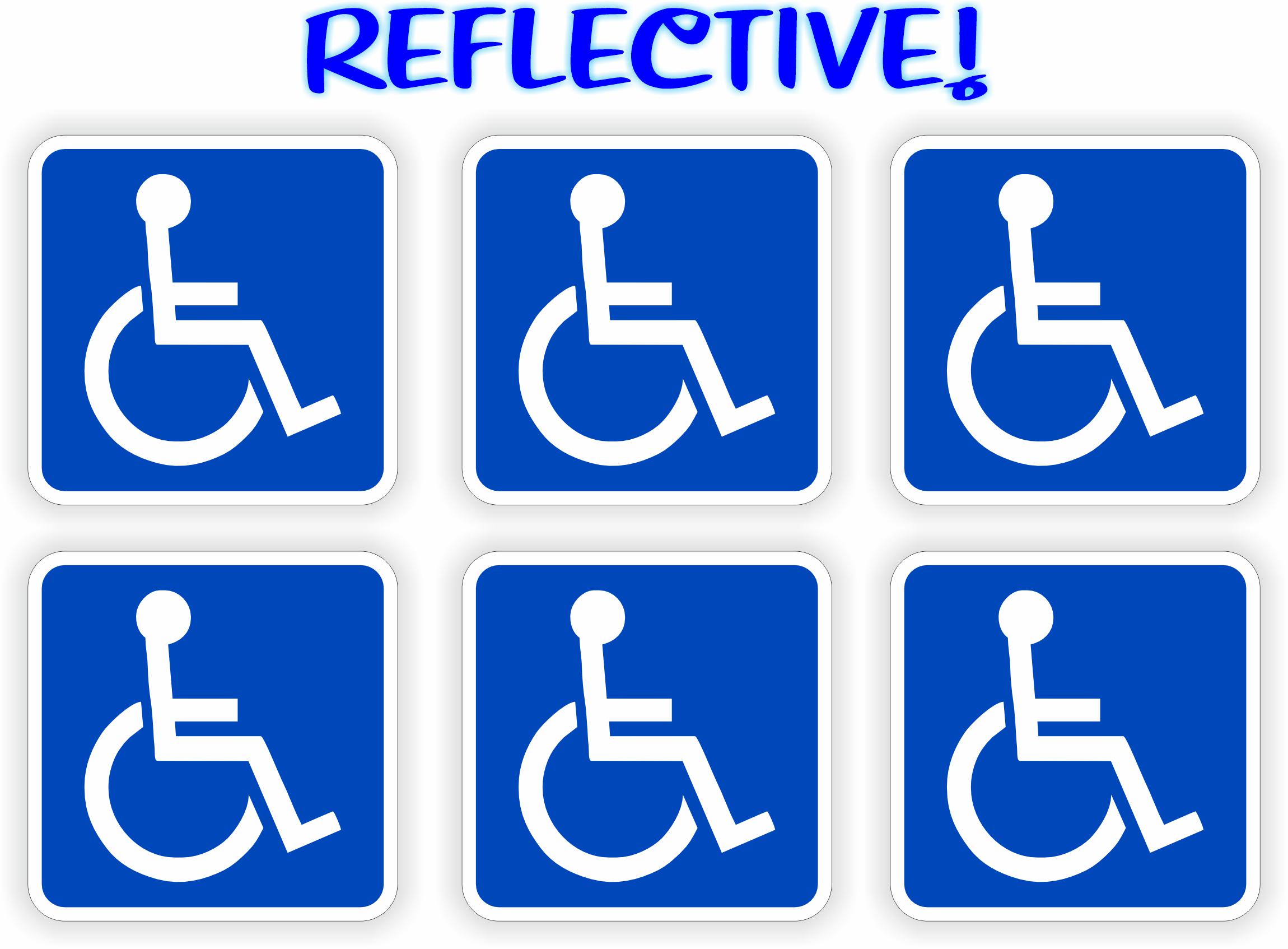 6-pack - Reflective Mini 1 Inch X 1 Inch Handicap Symbol Vinyl Decals ...