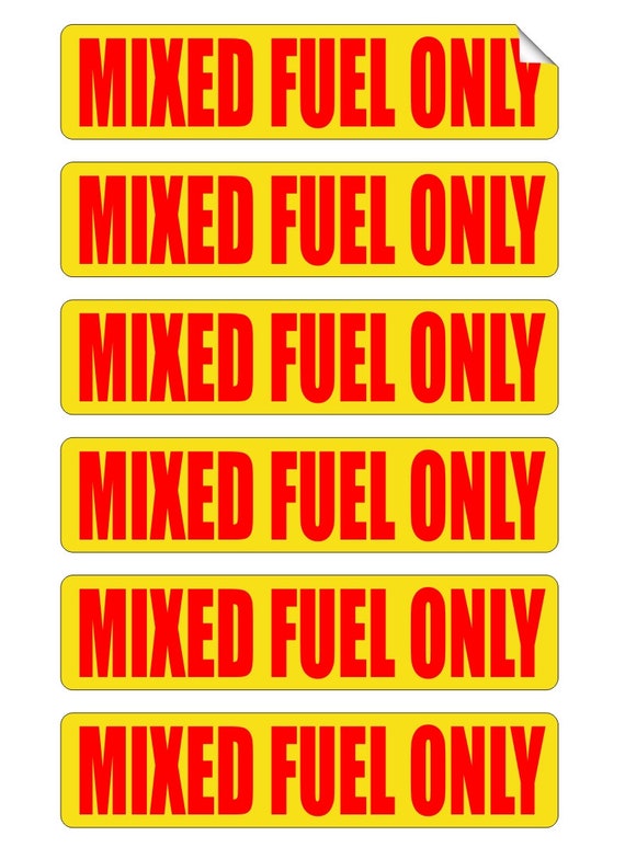 Confezione da 6 - Adesivi in vinile SOLO CARBURANTE MISTO / Decalcomanie in vinile per carburante diesel in molti colori, serbatoio, camion, olio, benzina, miscela, avviso di pericolo - Italia