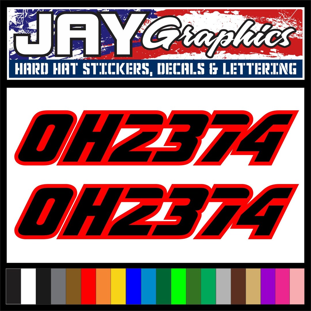 Set of 2 Custom Printed 2inch Outlined SNOWMOBILE Registration Numbers