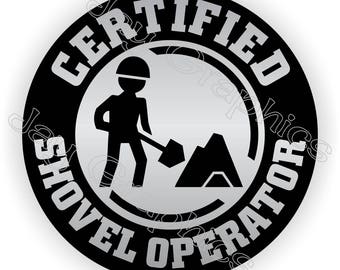4-Pack Certified Shovel Operator Stickers - Funny Hard Hat Decals