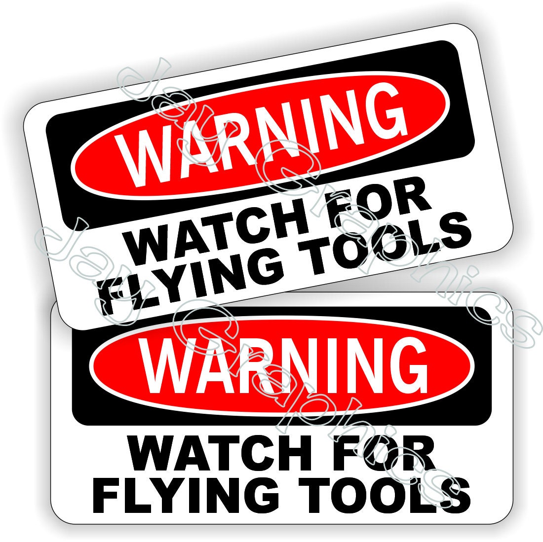 Warning Watch For Flying Tools Funny Hard Hat Stickers | Motorcycle Helmet Decals | Toolbox Safety Construction Foreman Laborer Redneck
