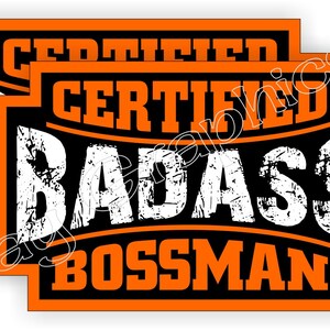 Badass BOSSMAN Funny Hard Hat Stickers | Motorcycle Welding Helmet Decals | Toolbox Welder Label Dawg Laborer Foreman Bossman Construction