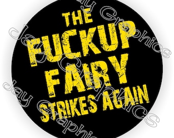 F**KUP Fairy Strikes Again Funny Hard Hat Stickers | Motorcycle Helmet Decals Toolbox Safety Construction Pipeliner Foreman Laborer