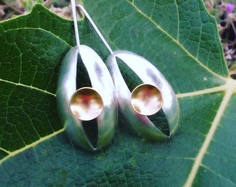 Handmade 19.2k Gold & Sterling Silver Earrings