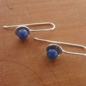 Blue Agate Earrings, Stone jewelry, Silver Earrings, Simple Silver Earrings, Minimalist Jewelry,Gift for Girlfriend,dainty,gift for her