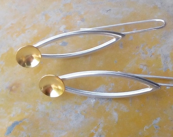 Handmade 19.2k Gold & Sterling Silver Stud Earrings