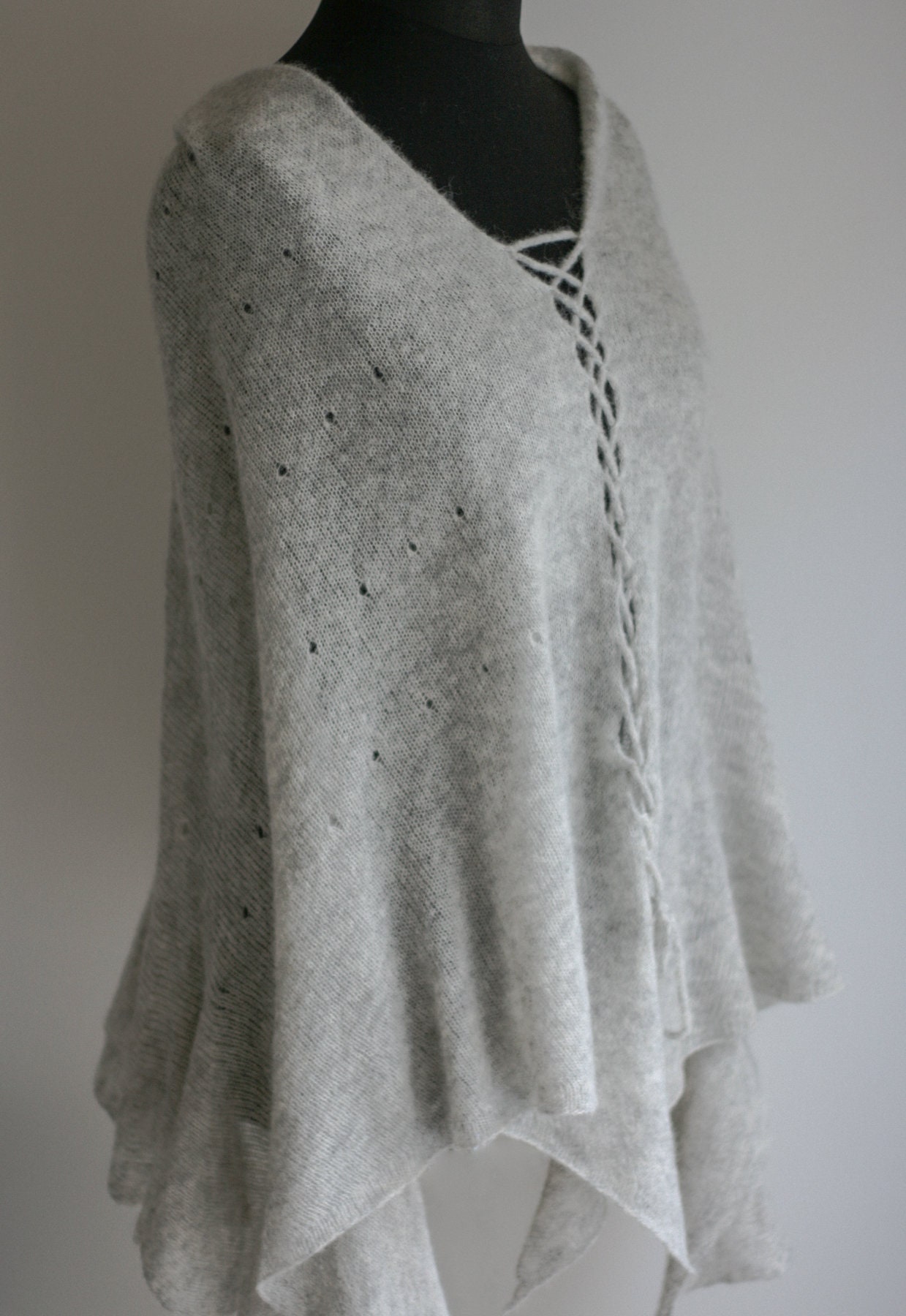 Cozy and Soft Knitted Alpaca Poncho With Waves - Etsy