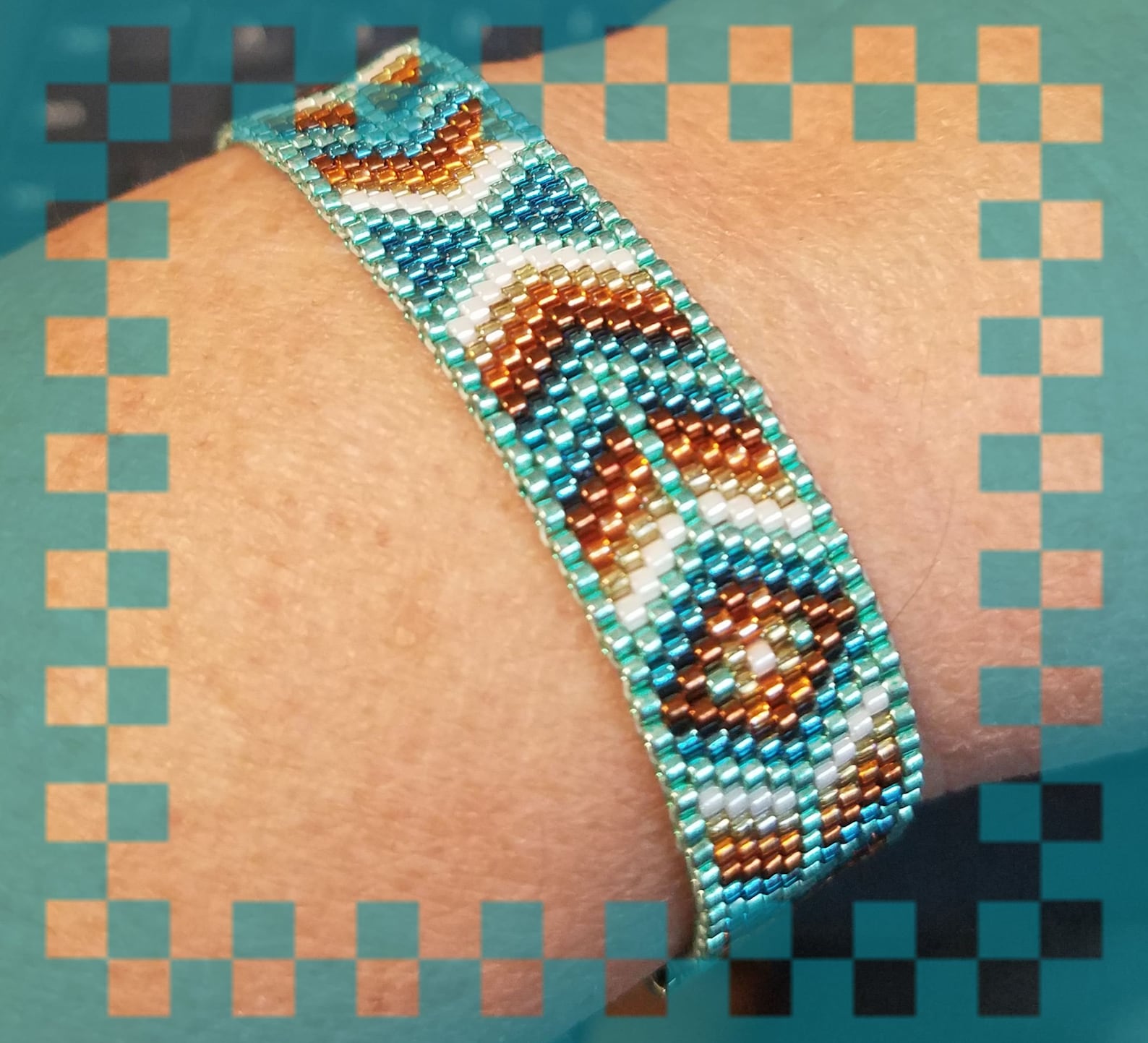 Peyote Pattern, Southwestern Style Peyote Six Color Bracelet, Bead