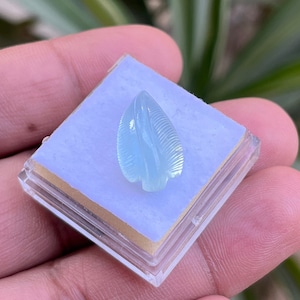 Aquamarine carving/ carved leaf.