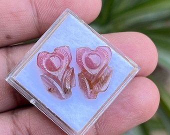 Tourmaline carving pair