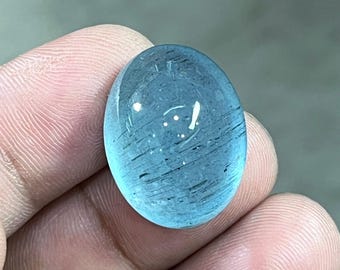 32ct Moss Aquamarine Cabochon, Meteor Shower Gemstone, Jewelry Making Stone