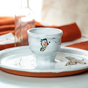 Ceramic One-Handed Communion Set - Butterfly