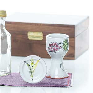 Portable Ceramic Communion Set - Grapes and Wheat Visitation Set