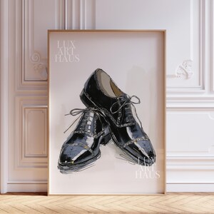 Estampado de zapato de vestir Oxford Brogue / Boceto en acuarela de moda masculina elegante (Descarga digital)