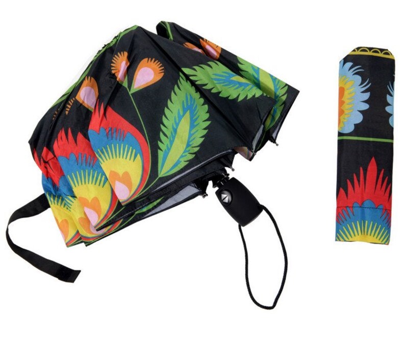 Wycinanki Lowicz Black Folding Umbrella