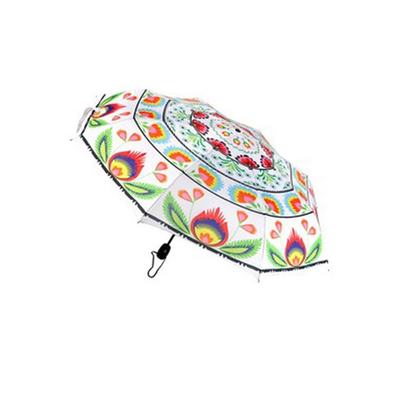 Wycinanki Lowicz White Folding Umbrella