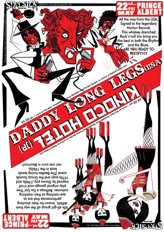 Daddy Long Legs Vs Kinoco Hotel A2 Gig Poster on Heavyweight - Etsy