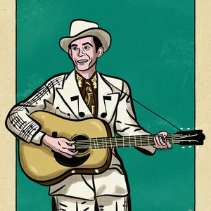 Hank Williams Country & Western Carte à collectionner Americana Artprint