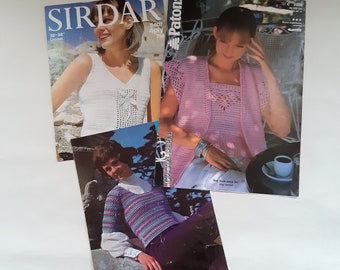 Women's Crochet Top Patterns Lot of 3 Vintage Leaflets