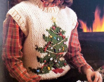 Knitting Pattern Christmas Tree Vest Knitting Patterns Kids Knit Pattern Children's Knit Pattern Christmas Gift Idea For Kids PDF Pattern