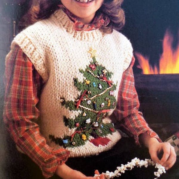 Strickmuster Weihnachtsbaum Weste Strickmuster Kinder Strickmuster Kinder Strickmuster Weihnachtsgeschenk Idee Für Kinder PDF Muster