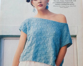 Women's Top Easy PDF Knitting Pattern Sz S, M Summer Crop Top Vintage Digital Pattern