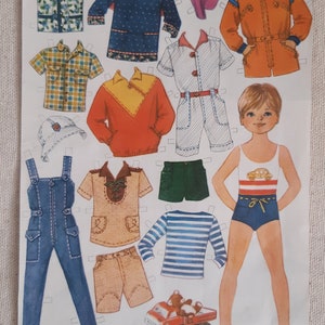 Ragazzo di bambola di carta stampabile e abiti/vestiti, bambola di carta vintage anni '70 Scarica file digitale PDF stampabile