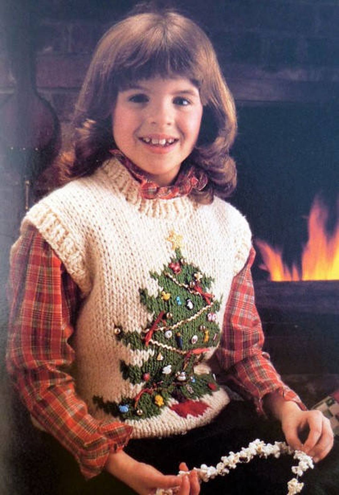 Knitting Pattern Christmas Tree Vest Knitting Patterns Kids Knit Pattern Children's Knit Pattern