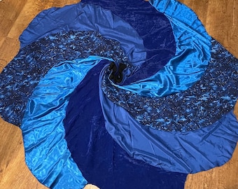 Sapphire Maxi Swirl Patchwork Skirt velvet satin silk cotton custom fit