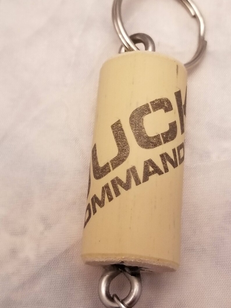 Wine cork keychain with pink glass charm