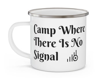 12oz 'No Signal' Enamel Camping Mug | Vintage-Style, BPA-Free | The Perfect Companion for Nature Lovers & Digital Detox Enthusiast