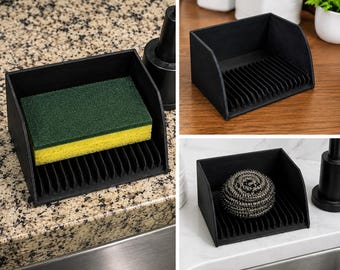 Bandeja antigoteo para fregadero impresa en 3D, soporte para esponjas, jabonera, organizador de fregadero de cocina, bandeja de drenaje acanalada, almacenamiento de esponjas para encimera