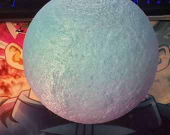 Moon Night Light – Blue & Purple Glow Space-Themed Lamp