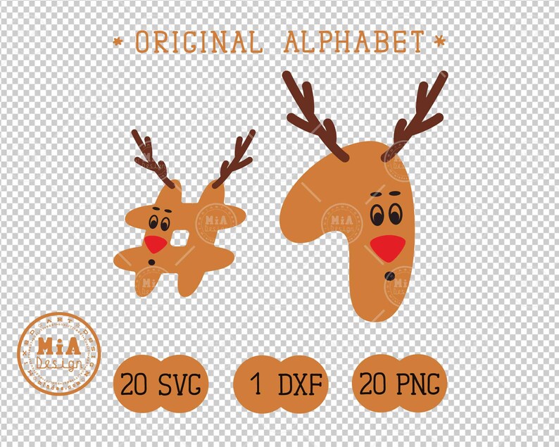 Deer alphabet Svg Dxf Png. Cute animal letters and numbers | Etsy