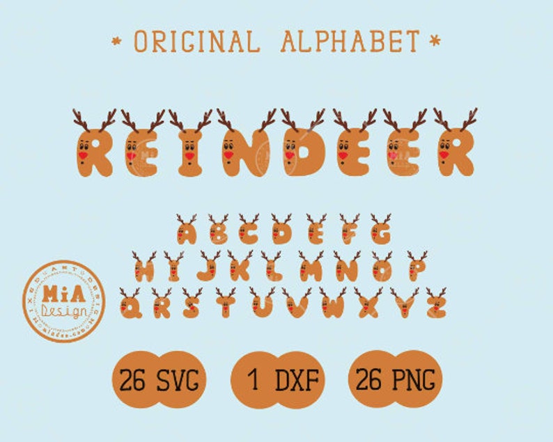 Download Deer alphabet Svg Dxf Png. Cute animal letters and numbers | Etsy