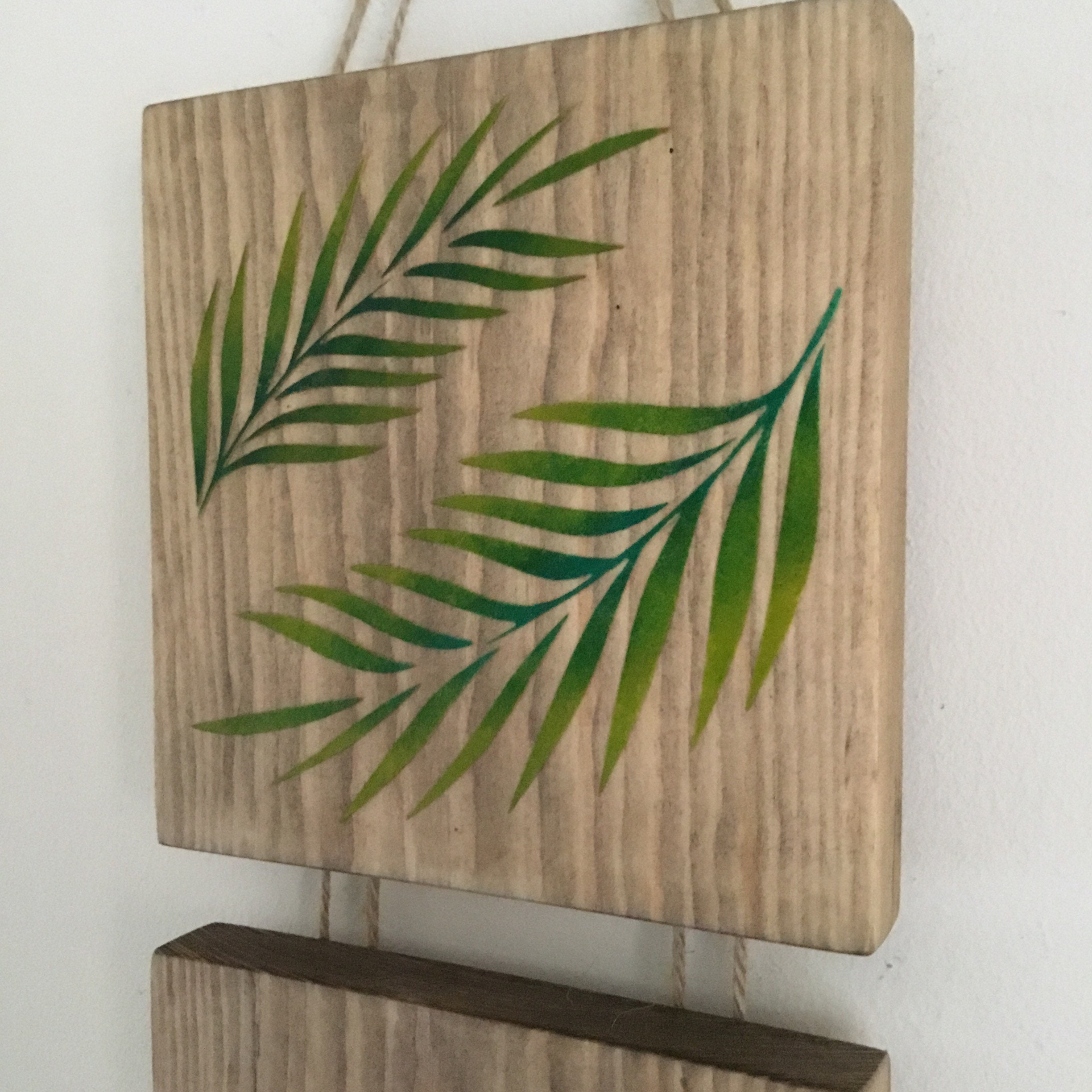Tropical leaf wall art on wood Etsy