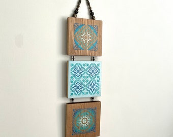 Moroccan style wall hanging in shades of blue