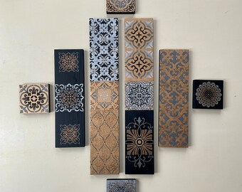 One of a kind unique wall decor in black and gold