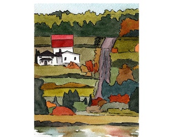 Gaspe Red Roof - Tide&#39;s out - Fall Landscape